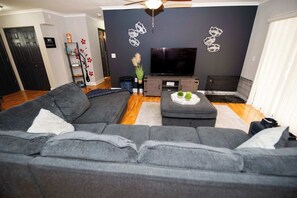 TV, foosball, offices