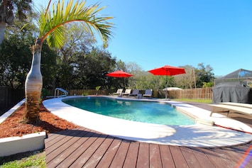 Image of Peaceful dog-friendly w/private, heated, Salt pool