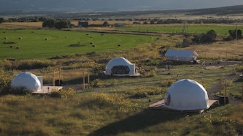 Ariel view of Little Village Retreat Glamping near Kolob Canyon and Zion National Park and Kanarra