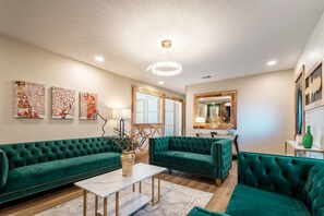 Smart TV, fireplace, video games, books