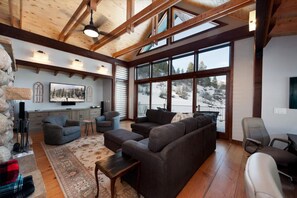 Smart TV, fireplace, video games, DVD player