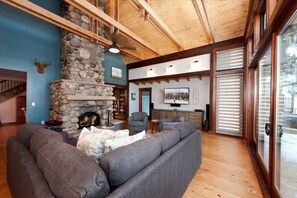 Smart TV, fireplace, video games, DVD player