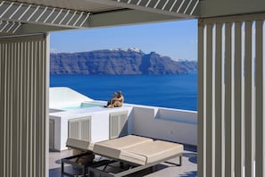 Suite Panoramique, bain à remous, vue mer | Terrasse/Patio
