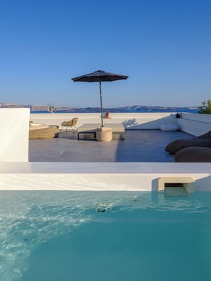 Panorama suite, bubbelbad, uitzicht op zee | Terras