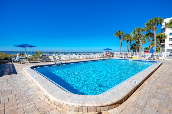 Outdoor pool, a heated pool - Beachfront Condo, Heated Pool and SPA! (Indian Rocks Beach)