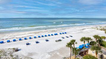 On the beach, beach towels