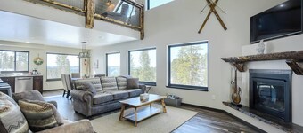 Modern ski lodge is right next to the slopes and offers wonderful views and hot tub