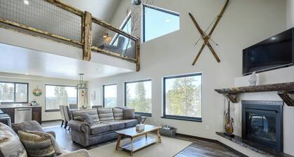 Modern ski lodge is right next to the slopes and offers wonderful views and hot tub