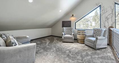 Modern ski lodge is right next to the slopes and offers wonderful views and hot tub