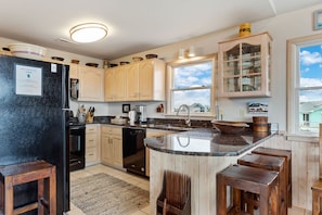 Fridge, microwave, oven, stovetop - Endless Horizons: Pool, Sound Views, Walk Beach OBX (Southern Shores)