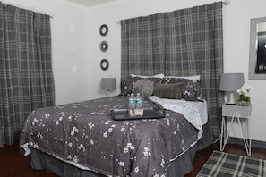 5 bedrooms, memory foam beds, desk, iron/ironing board