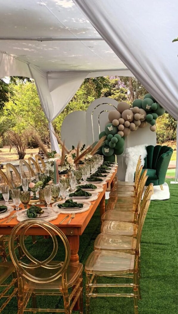 Outdoor banquet area