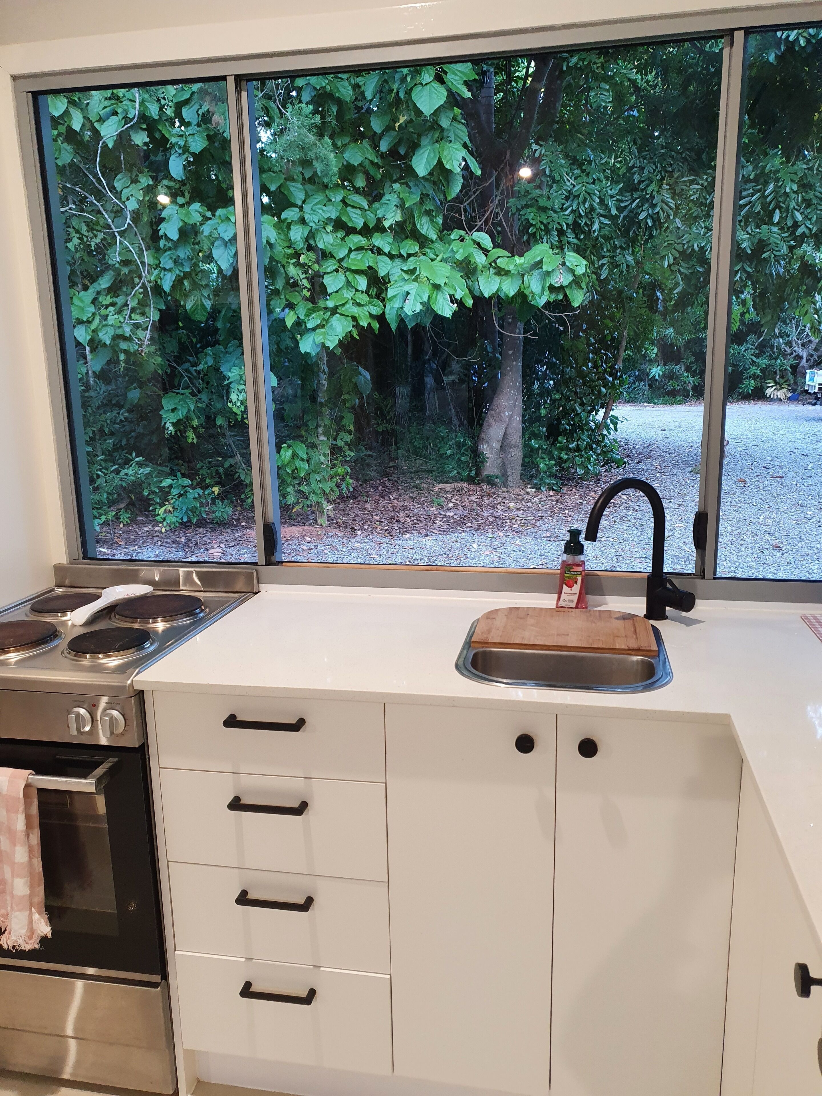 Fridge, microwave, oven, electric kettle