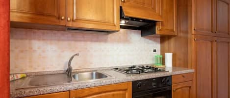 Fridge, oven, cookware/dishes/utensils