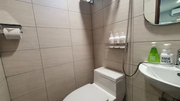 Shower, hair dryer, slippers, heated floors