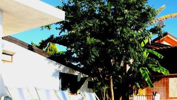 A swimming pool with lounge chairs and a tree in the background. - Residence Villa Grazia  (Ricadi)