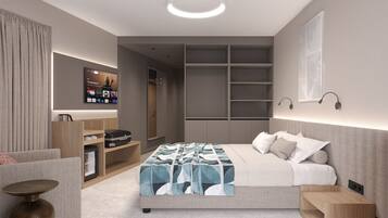 Superior-Studio | Minibar, Schreibtisch, laptopgeeigneter Arbeitsplatz