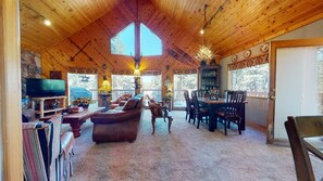 Televisión, chimenea y reproductor de DVD