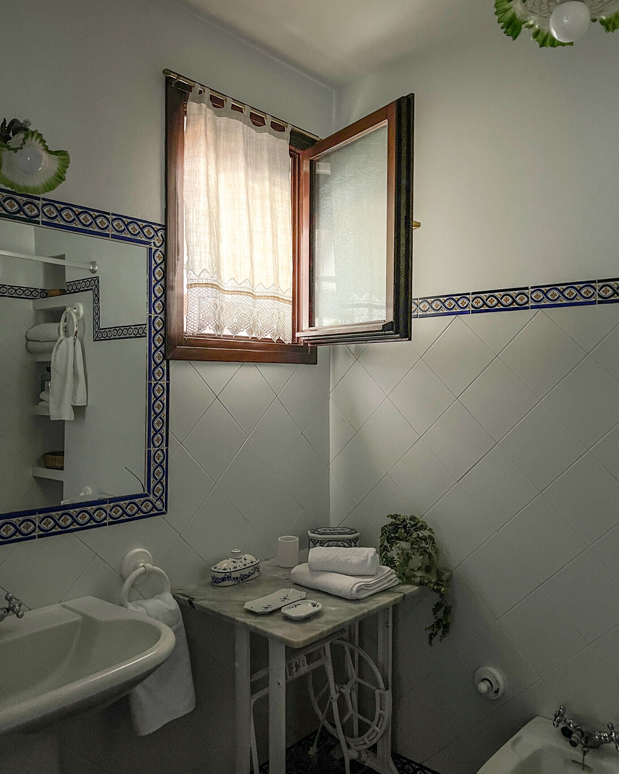 Bañera, secador de pelo y toallas