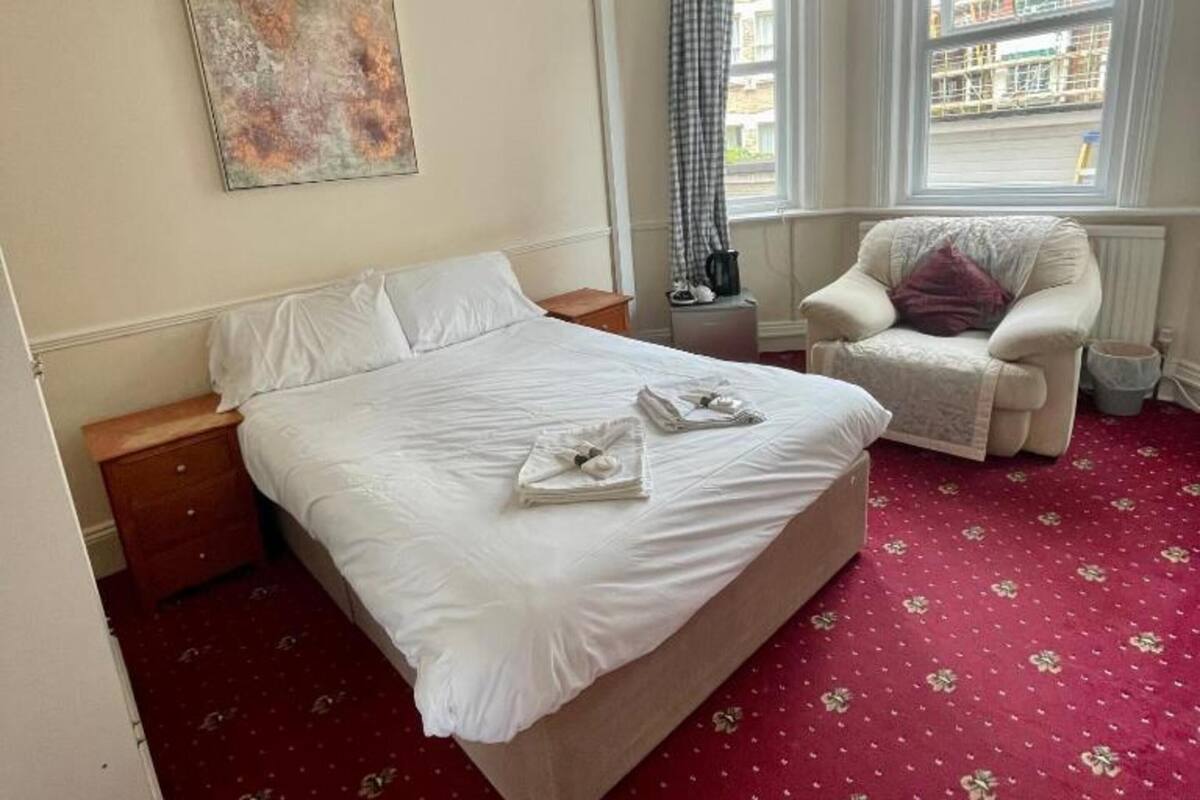1 bedroom, desk, blackout curtains, iron/ironing board