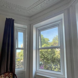 1 bedroom, desk, blackout curtains, iron/ironing board