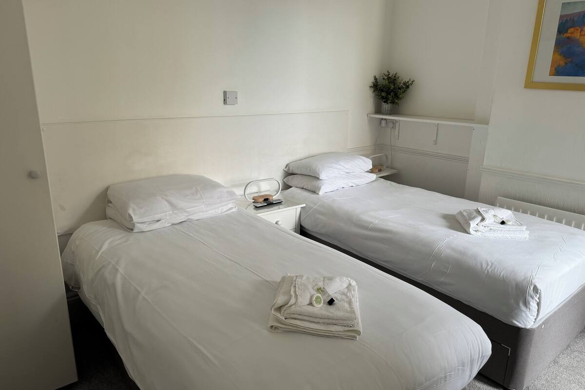 1 bedroom, desk, blackout curtains, iron/ironing board