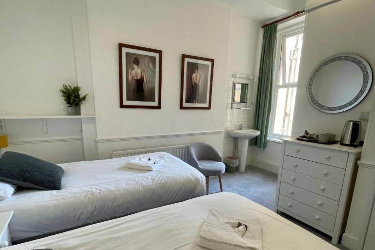 1 bedroom, desk, blackout curtains, iron/ironing board