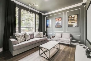 TV, fireplace, stereo, offices