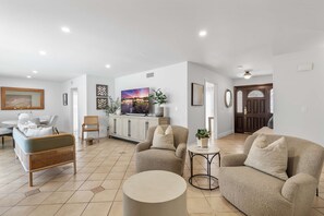 TV, fireplace, foosball, table tennis