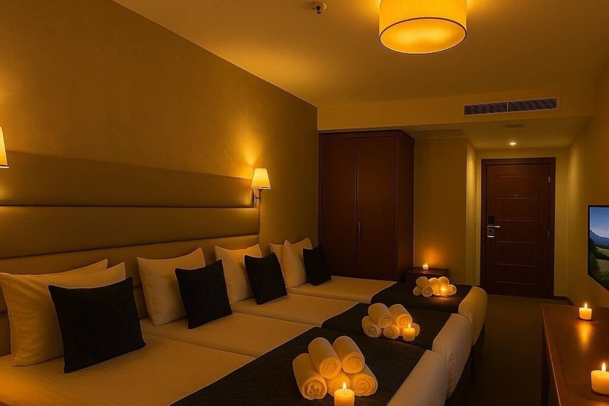 Seprai katun Mesir, seprai premium, minibar, dan meja kerja