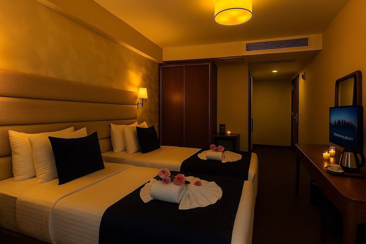 Seprai katun Mesir, seprai premium, minibar, dan meja kerja