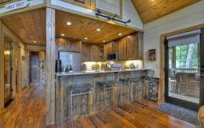 Fridge, microwave, oven, stovetop - Serene Nature Retreat | 360° Views | Patio | Hot Tub (Mineral Bluff)
