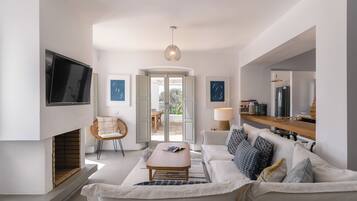 Smart TV, lareira, Netflix, livros