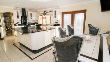 Fridge, dishwasher, electric kettle, toaster