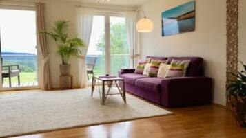 Smart TV, DVD player, books, music library