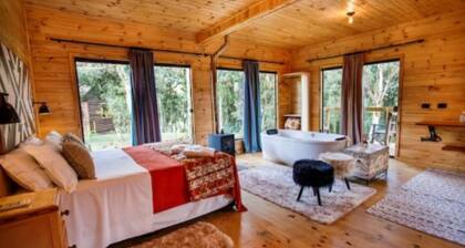 Signal Cabin: bathtub and incredible view from the bed!