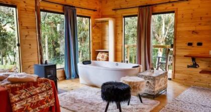 Signal Cabin: bathtub and incredible view from the bed!