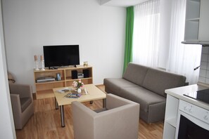 Fernseher, DVD-Player, Stereoanlage