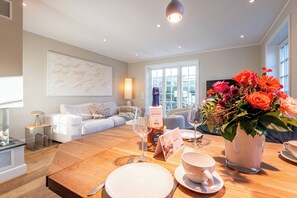 テレビ、暖炉、DVD プレーヤー