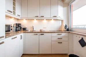 Kühlschrank, Mikrowelle, Herdplatte, Geschirrspüler