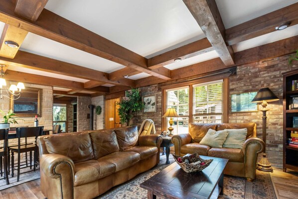 Télévision, cheminée, lecteur de DVD, espaces bureaux