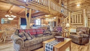 Smart-TV, Kamin, DVD-Player, Bücher