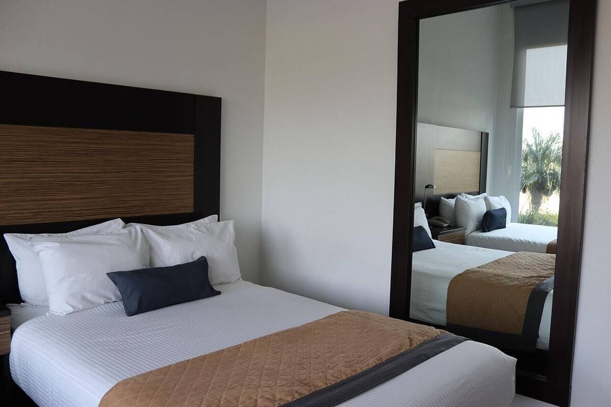 In-room safe, desk, laptop workspace, blackout curtains