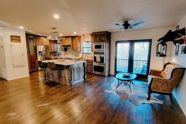 View of kitchen and outdoor deck