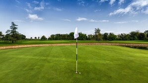A golf course with a flagstick in the center, surrounded by well-maintained grass and trees. - Casa Laura Follonica  200 metres from the sea/beach Wifi air/condition tv/sat (Follonica)