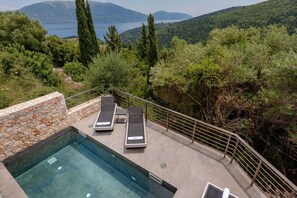 Pool - Contemporary Villa with A/C, Private Pool, Panoramic Hillside and Sea Views 10 mins from Fiscardo! (Matsoukata)