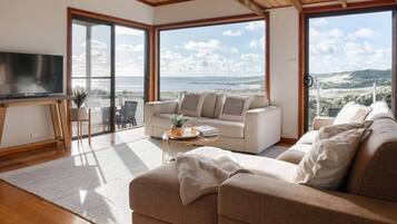 تلفزيون، مدفأة، كُتُب، ستيريو