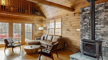 Télévision, cheminée, livres, services de streaming