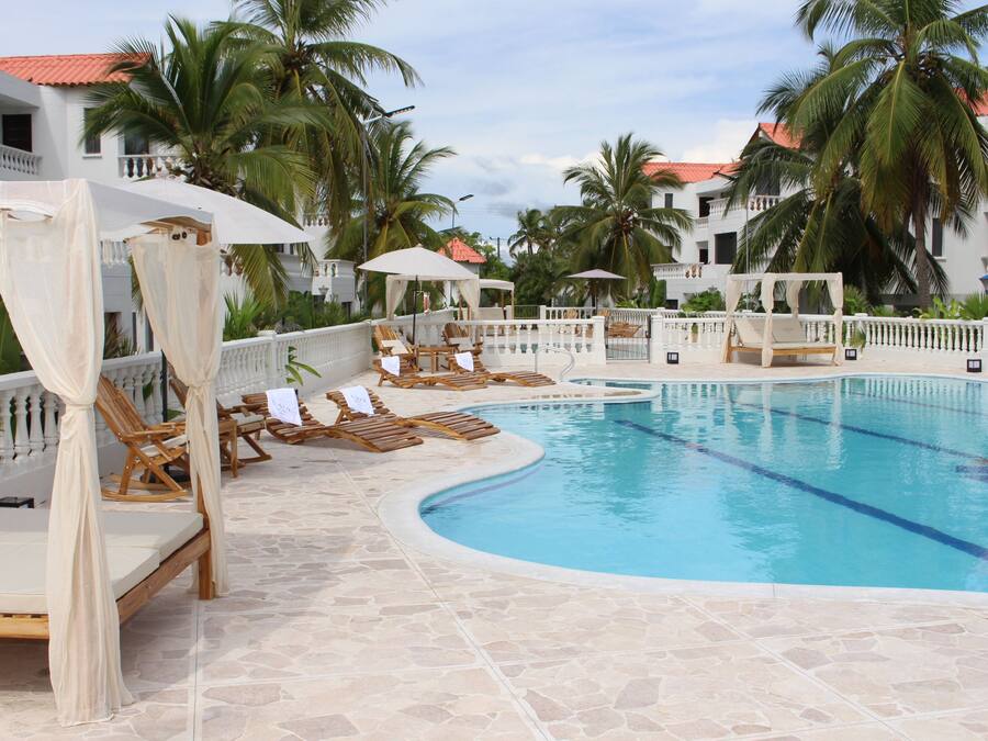 2 outdoor pools, open 9:00 AM to 9:00 PM, pool umbrellas, sun loungers