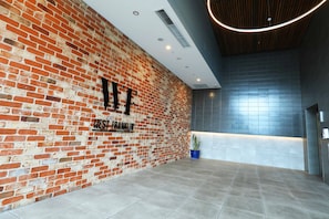 Welcome to West Franklin, where a modern reception area sets the tone for a stylish stay.